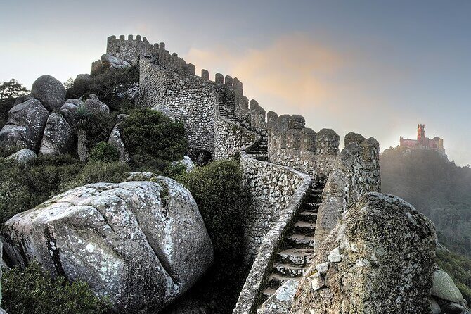 Best Sintra day trip : Pena Palace, Regaleira, Clifs & Ocean - Valverde Palácio de Seteais: Two Viewpoints and Pena in the Distance