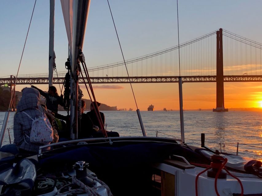 Lisbon: Enjoy a Sunset or Night Tagus River Sailboat Cruise - The 25 April Bridge and Christ the King From the Water