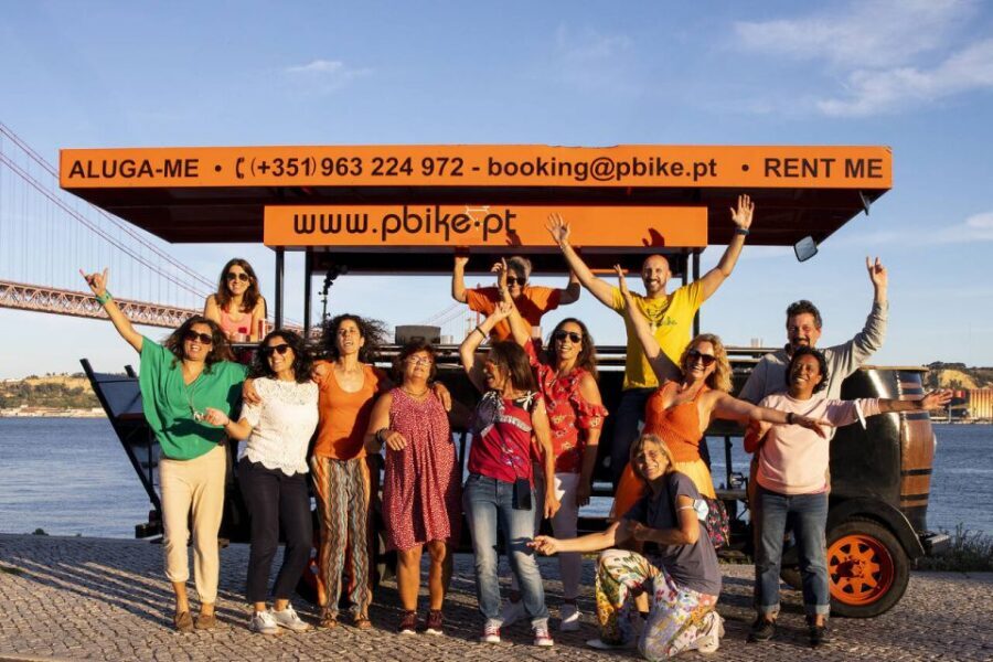 Lisbon: Fun Beer Bike by the Seafront - Belém Tower, Monument of Discoveries, and MAAT: See More in Less Time