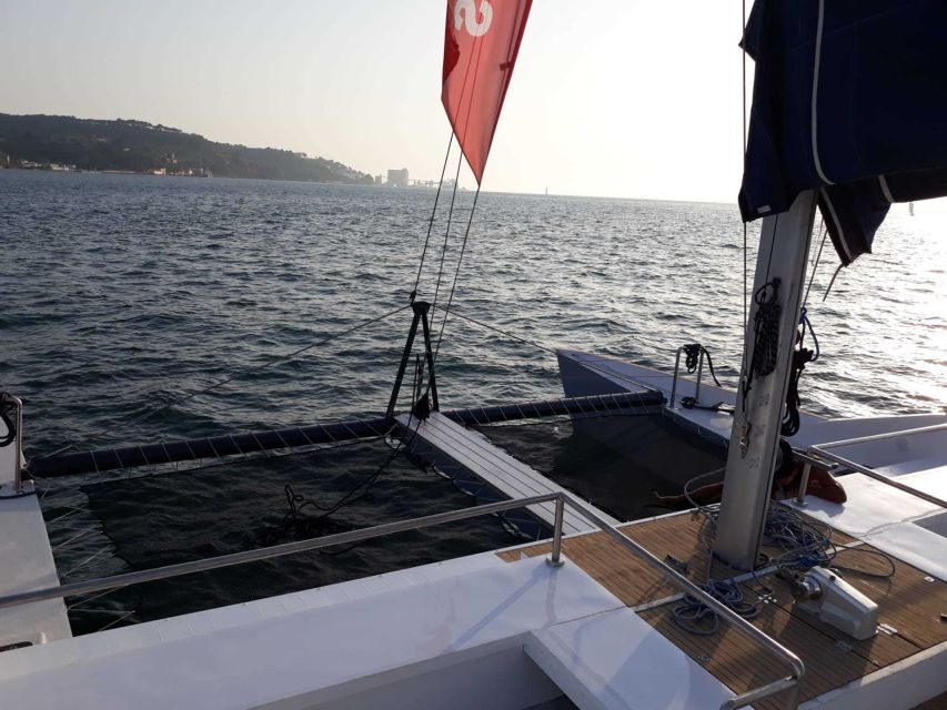 Lisbon: Private Catamaran Charter for up to 18-People - MAAT Museum and the Discover monument when you head back