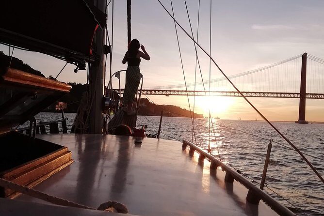Marriage proposal on a Vintage Sailboat - Getting underway at Santo Amaro Dock and sliding under 25 de Abril Bridge