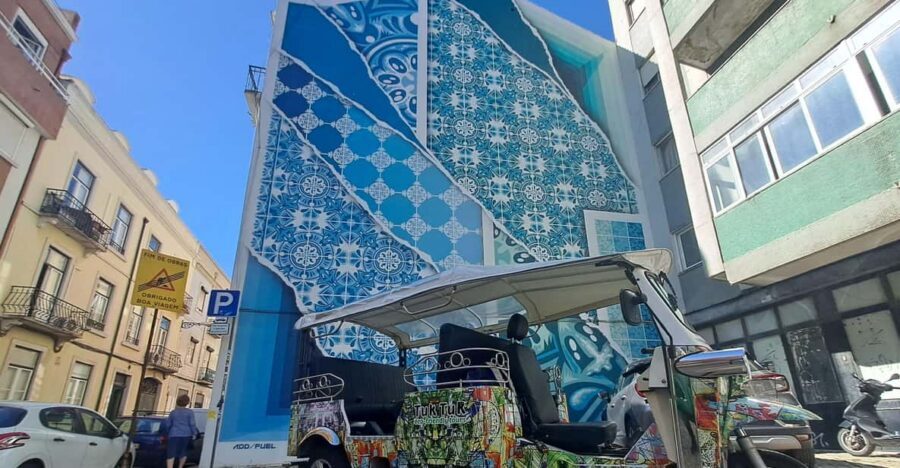 Street Art Lisbon: Tuk Tuk Tour - Marvila Stop: Guided Street Art Looking with a Modern Edge